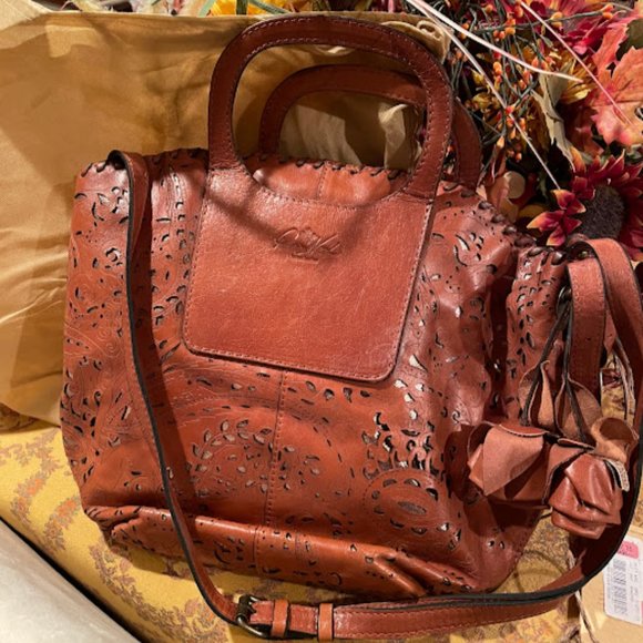 Patricia Nash Bags Nwt Patricia Nash Italian Leather Vilani Hobo Tote Vtg Laser Lace